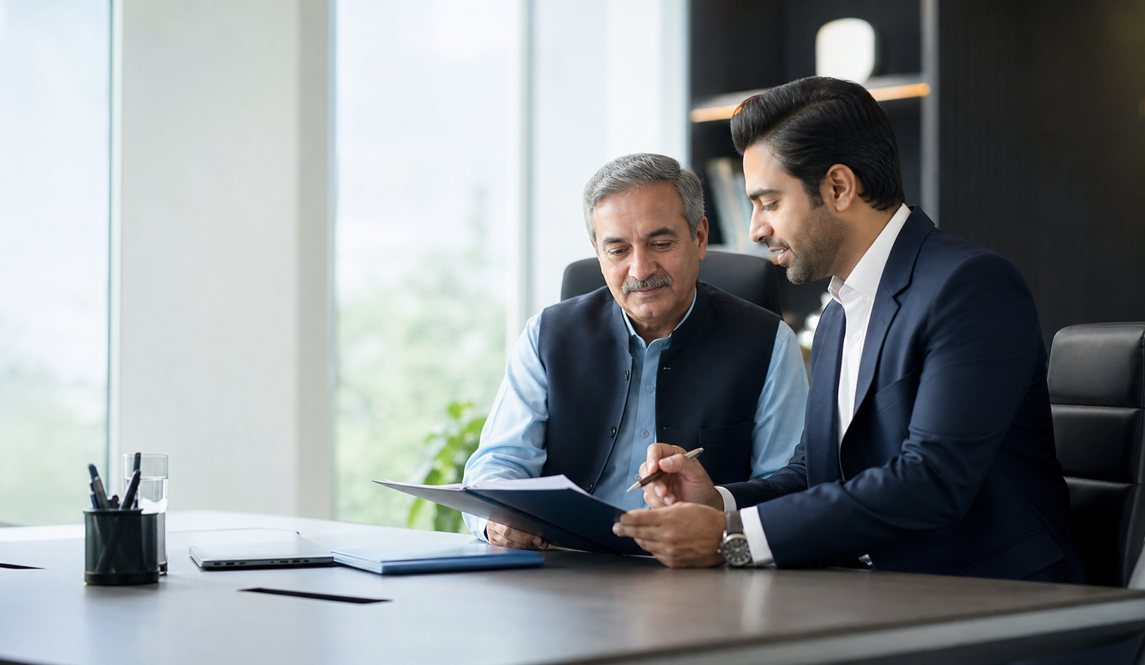 Client and advisor reviewing KRFS terms together